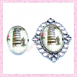 Cabochon en verre oval 18x25mm Tour de Pise