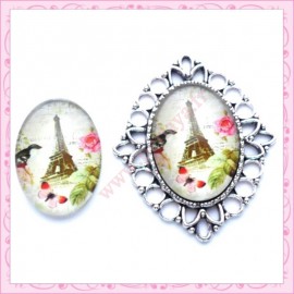Cabochon en verre oval 18x25mm Tour Eiffel