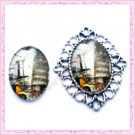 Cabochon en verre oval 18x25mm Tour de Pise