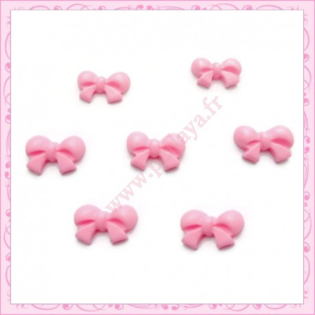  10 cabochons en résine noeud rose 1,5cm