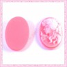  3 cabochons en résine cameo rose 2,4cm