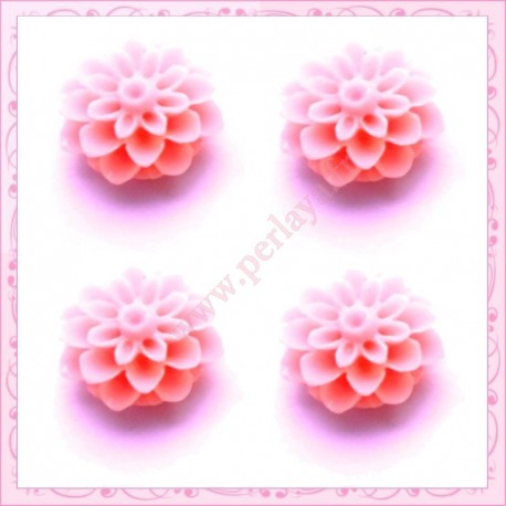  10 cabochons en résine fleurs dahlia fleurs dahlia 16mm rose