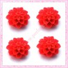  10 cabochons en résine fleurs dahlia 16mm rouge