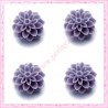  10 cabochons en résine fleur dalhia 16mm gris
