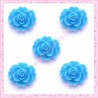  10 cabochons en résine fleur 18mm bleu 1,8cm