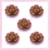 5 cabochons fleurs 18mm marron