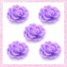 5 cabochons fleurs 18mm violet