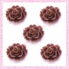 5 cabochons fleurs 18mm marron