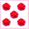5 cabochons fleurs 16mm rouge