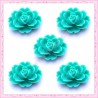 5 cabochons fleurs 18mm vert turquoise