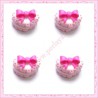  3 cabochons biscuit rose en forme de coeur en résine 1,6cm
