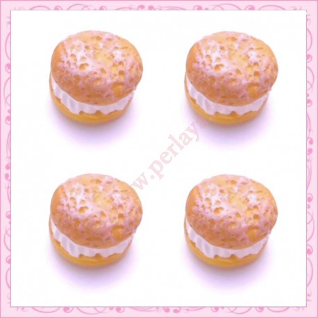  3 cabochons en résine brioche à la crème 1,5cm
