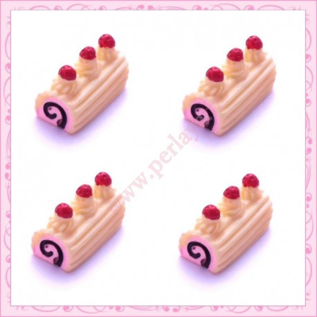  3 cabochons en résine buche à&nbsp;la vanille 2cm
