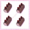  3 cabochons en résine bûche au chocolat 2cm