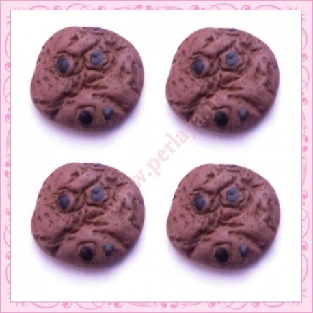  3 cabochons en résine cookie au chocolat 2cm