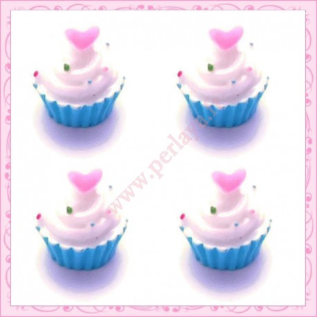  3 cabochons en résine cupcake à&nbsp; la crème 1,6cm