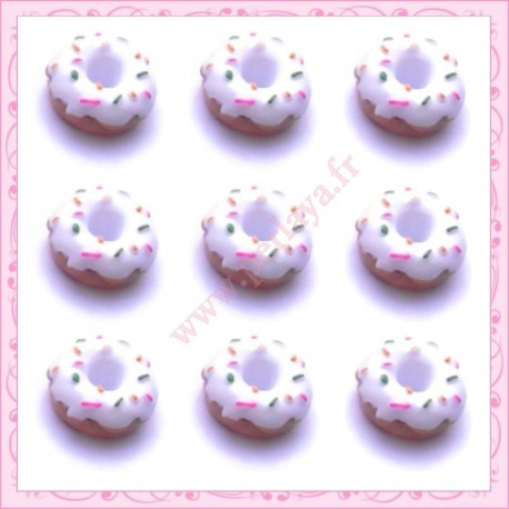  3 cabochons en résine donuts à&nbsp;la crème 1,6cm