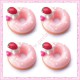  3 cabochons en résine donuts à&nbsp; la fraise 1,8cm