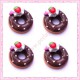  3 cabochons en résine donuts au chocolat 11,8cm