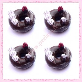  3 cabochons en résine donuts chocolat