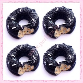  3 cabochons en résine donuts chocolat 1,6cm