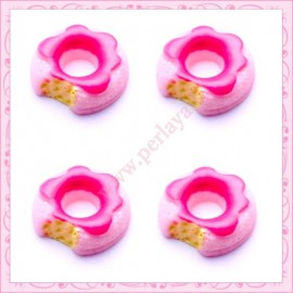  3 cabochons en résine donuts rose 1,7cm
