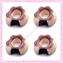  3 cabochons en résine donuts vanille 2cm