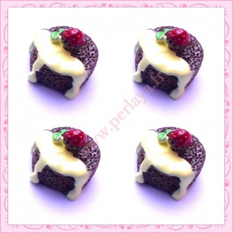  3 cabochons en résine fondant au chocolat 1,6cm