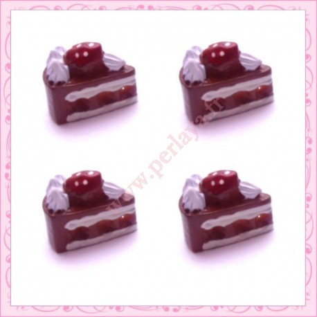  3 cabochons en résine gateau au chocolat 1,3cm