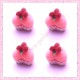  3 cabochons en résine cupcake coeur rose 1,5cm