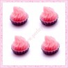  3 cabochons en résine cupcake à la crème rose 1,5cm