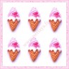  3 cabochons en résine glace à l'italienne à&nbsp;la fraise 2,3cm