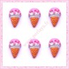  3 cabochons en résine glace cornet à la fraise 1,8cm