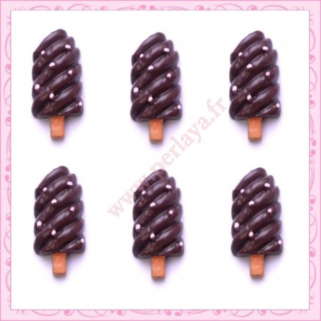  3 cabochons en résine glace esquimau 2,2cm
