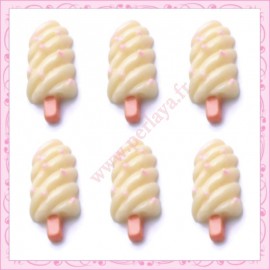  3 cabochons en résine glace esquimau fraise - vanille 2,1cm