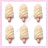  3 cabochons en résine glace esquimau fraise - vanille 2,1cm