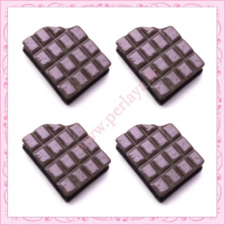  3 cabochons en résine tablette de chocolat 1,7cm