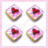  3 cabochons en résine tartelette à la fraise 1,8cm