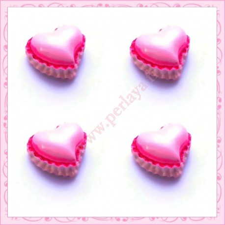  3 cabochons macaron à&nbsp;la fraise en résine 1,6cm