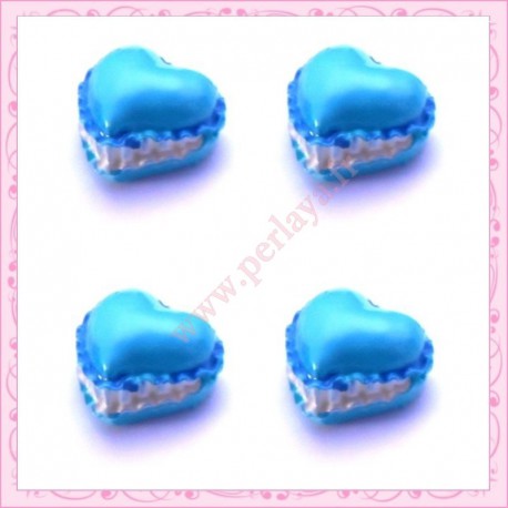  3 cabochons macaron à la framboise en résine 1,6cm