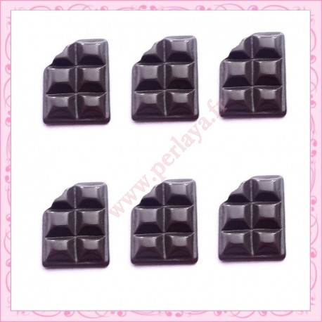  3 cabochons tablette de chocolat en résine 1,6cm