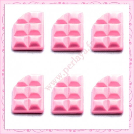  3 cabochons tablette de chocolat en résine 1,6cm