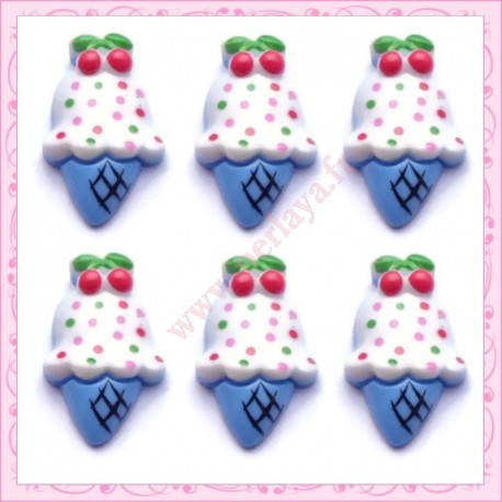  5 cabochons en résine glace bleu 2,4cm