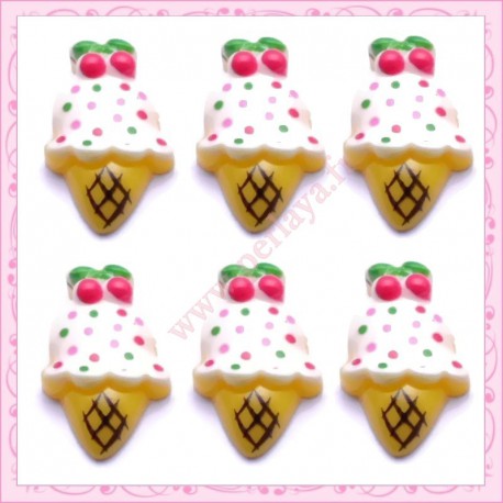  5 cabochons en résine glace jaune 2,4cm