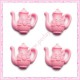  3 cabochons théière rose en résine 2,3cm