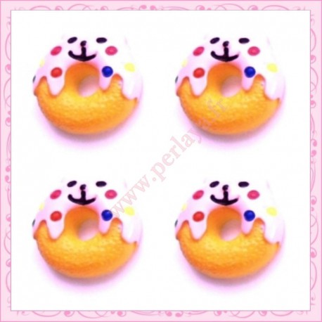  3 cabochons en résine donuts kawaii 2,2cm