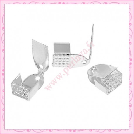 40 embouts à cordons argentés 11mm en métal