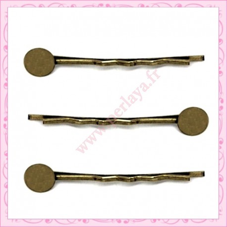 lot de 12 supports barrette cheveux bronze