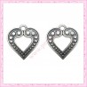  15 breloques coeur en métal argentées 1.7cm