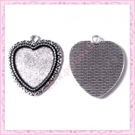  4 grands supports pendentif coeur de 25x23mm